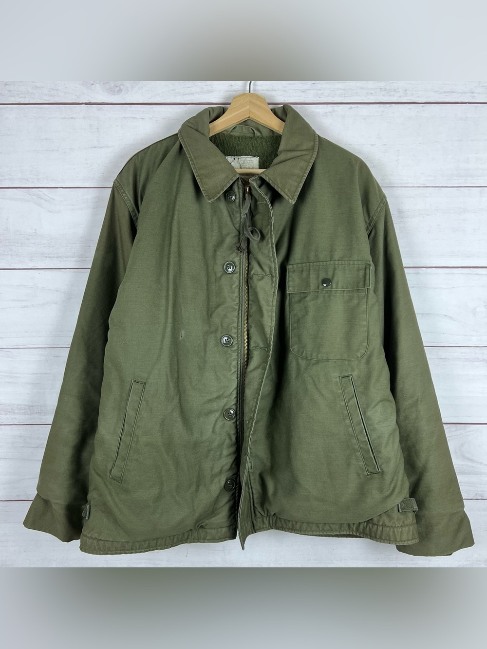 Vintage 80s USN Navy A-2 Cold Weather Permeable Deck Jacket Mens XL 46-48